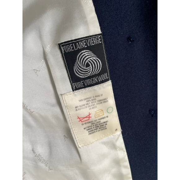 100% Pure Wool Vintage Aquascutum of London Navy Blue Blazer with Gold Buttons - Picture 5 of 8